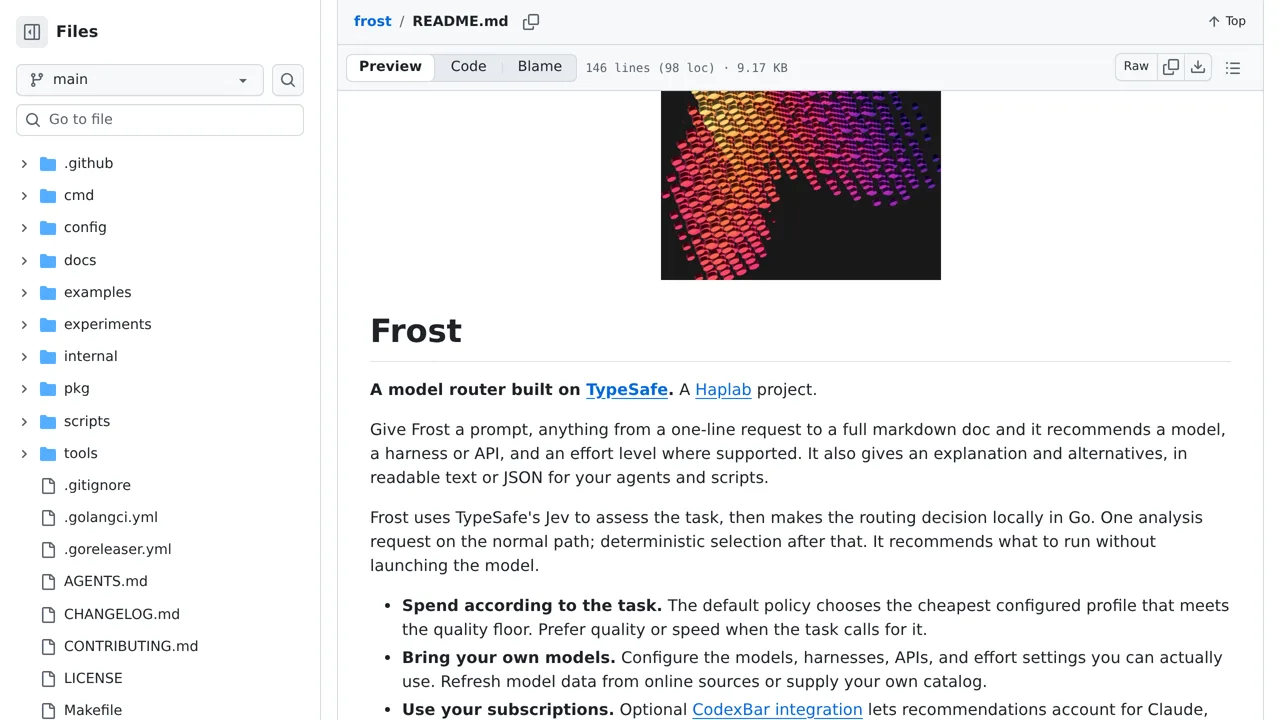 Source screenshot of frost