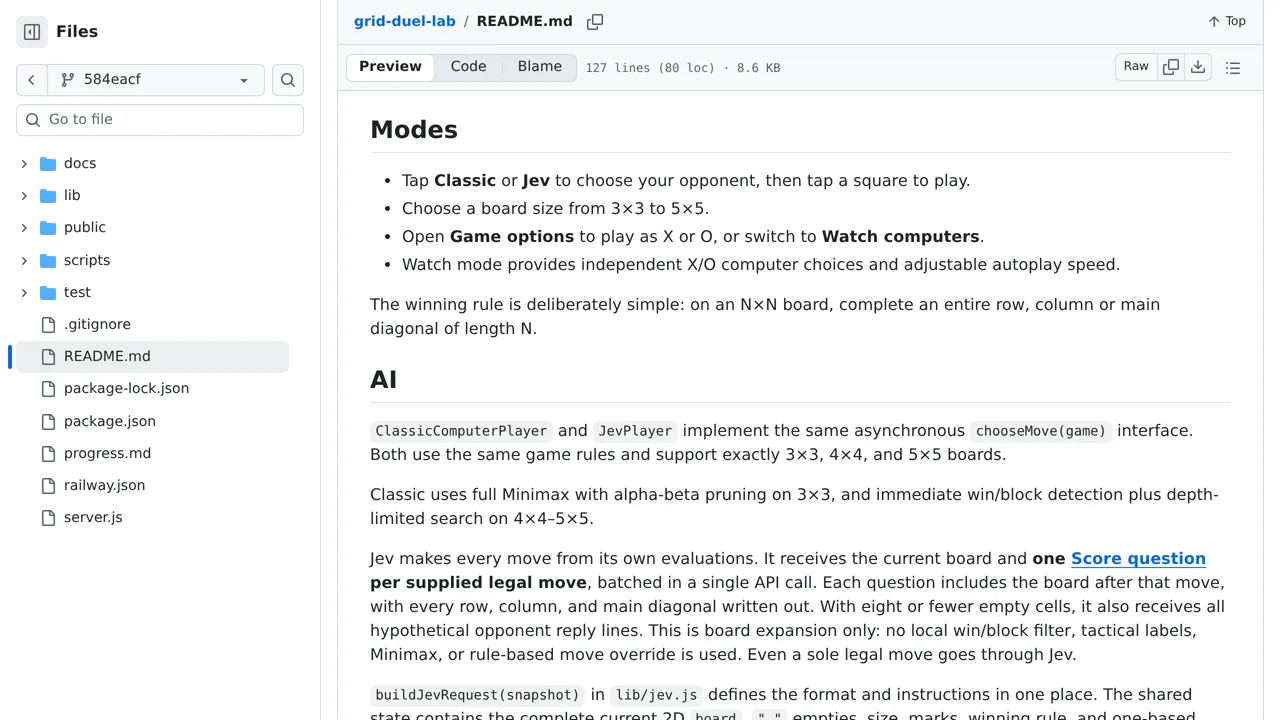 Source screenshot of Grid Duel Lab