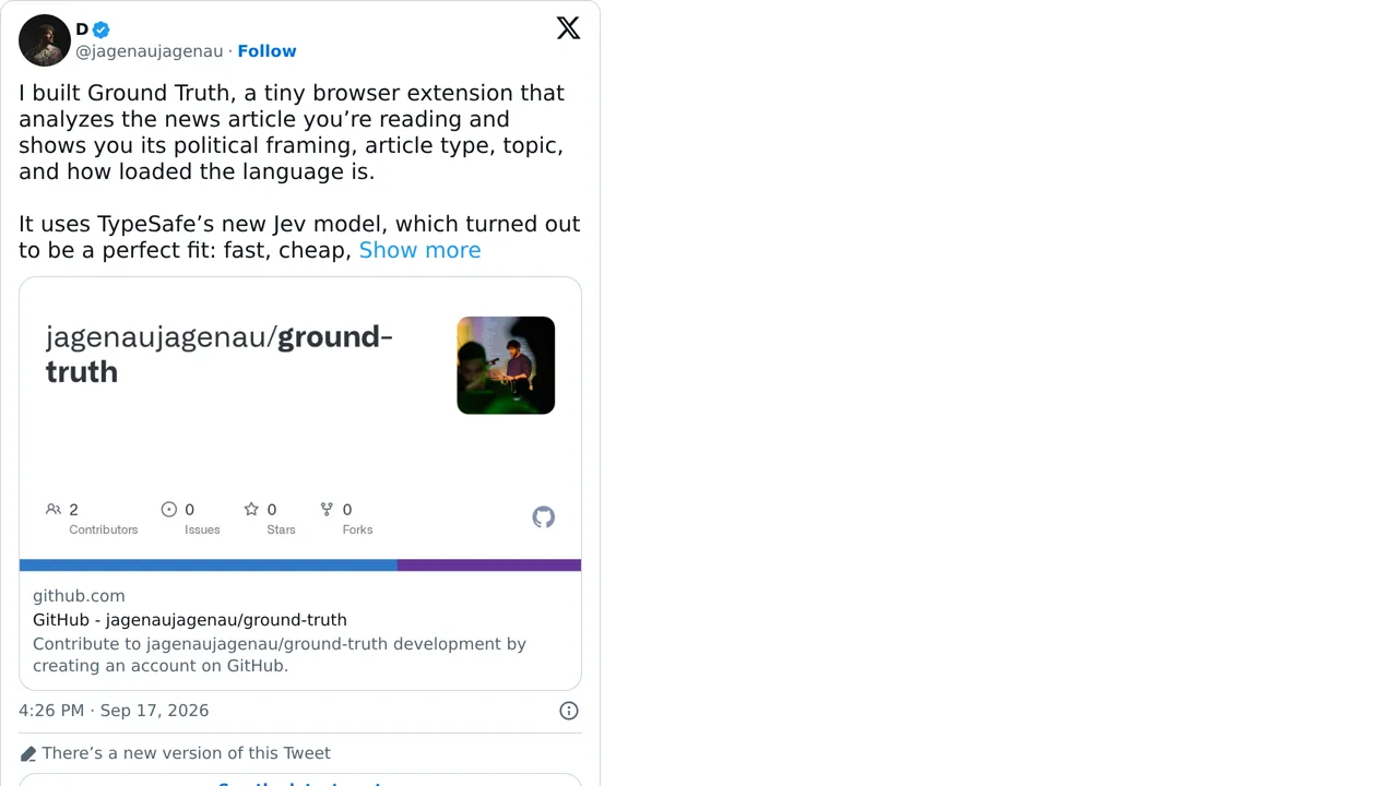 Source screenshot of Ground Truth news-framing extension
