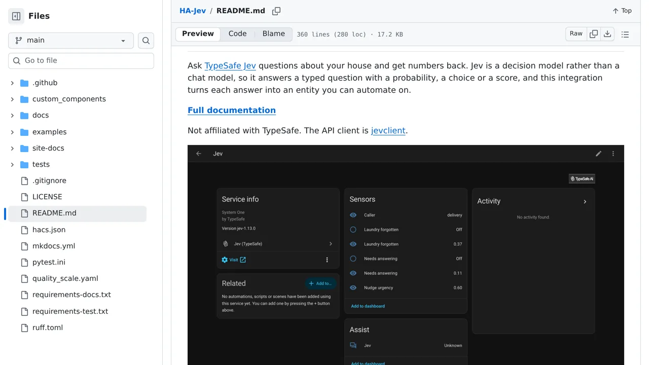 Source screenshot of HA-Jev