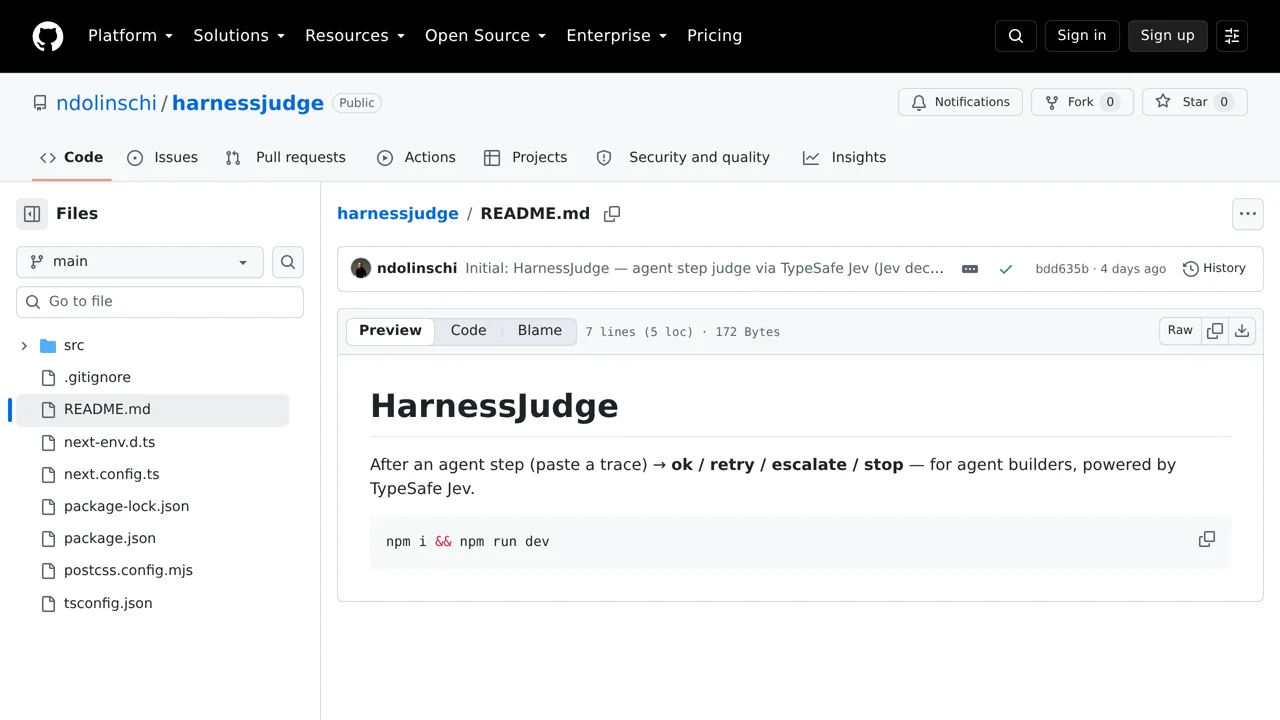 Source screenshot of harnessjudge