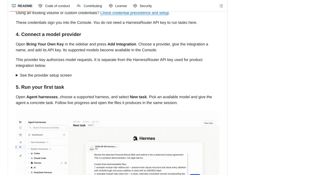Source screenshot of HarnessRouter