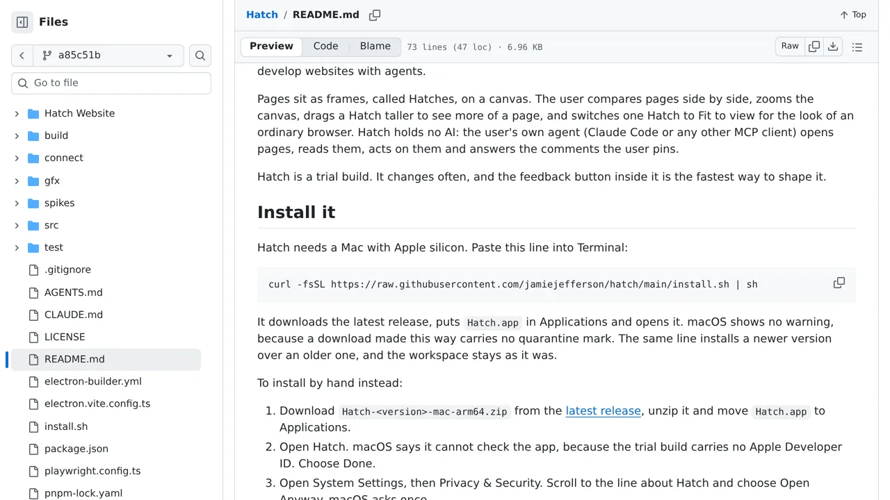 Source screenshot of Hatch