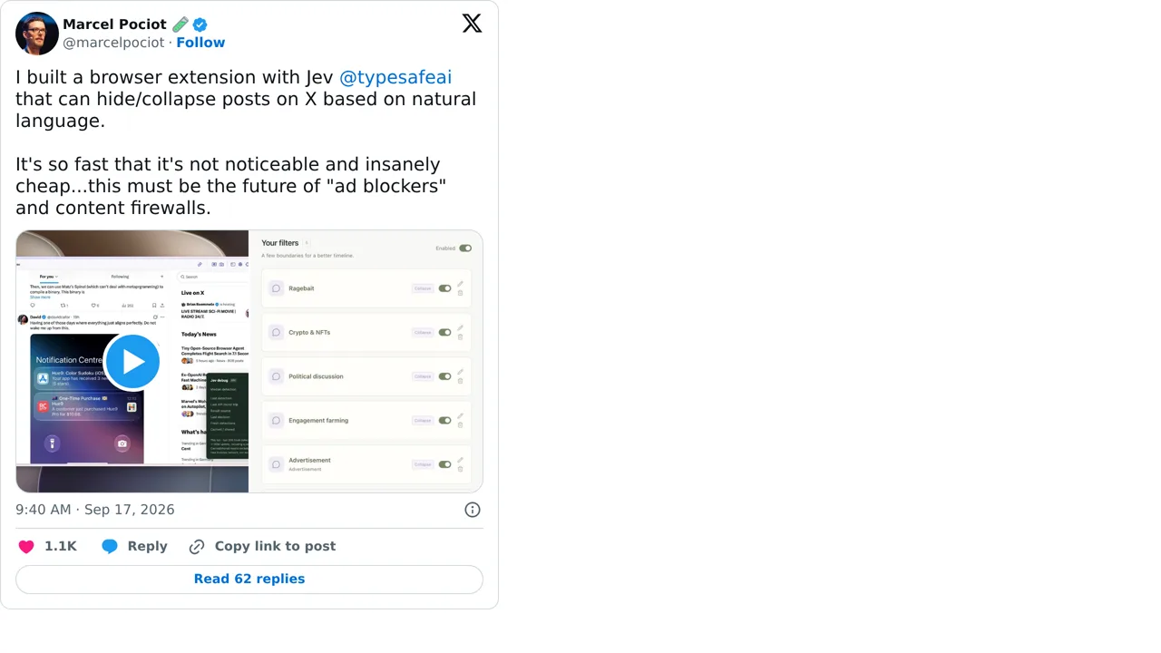 Source screenshot of Hide posts on X with natural language