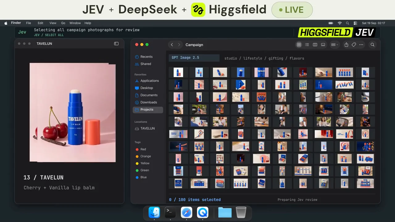 Recorded frame of Higgsfield ad creatives