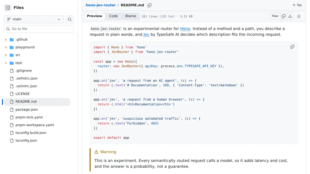 Source screenshot of hono-jev-router