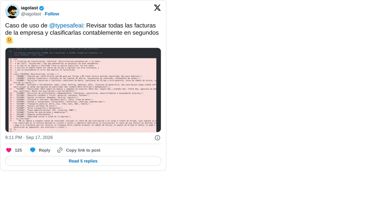Source screenshot of Invoice accounting classifier