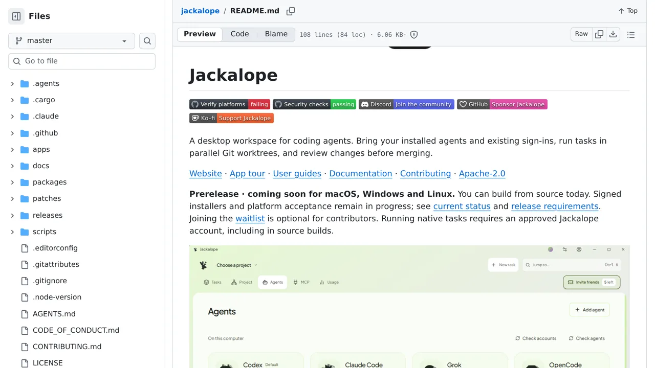 Source screenshot of Jackalope