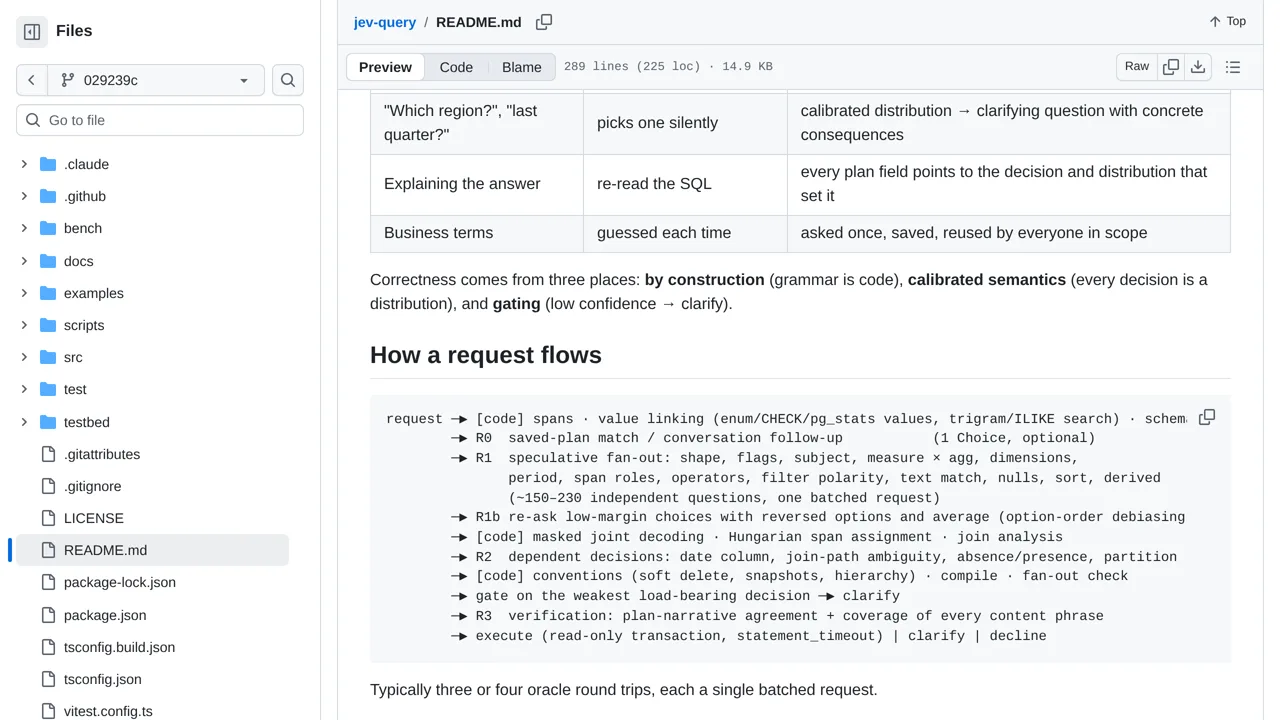 Source screenshot of jev-query