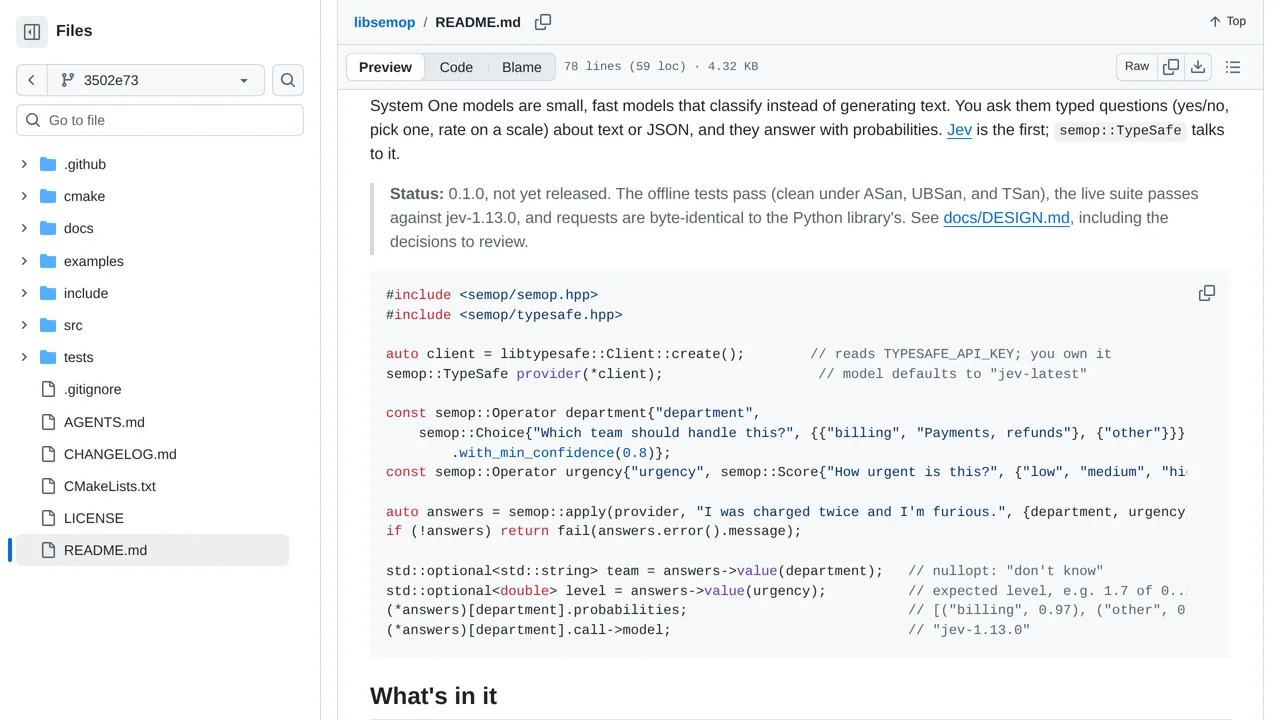 Source screenshot of libsemop