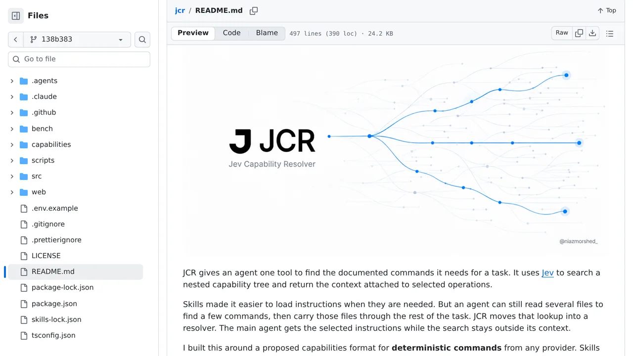 Source screenshot of JCR · Jev Capability Resolver