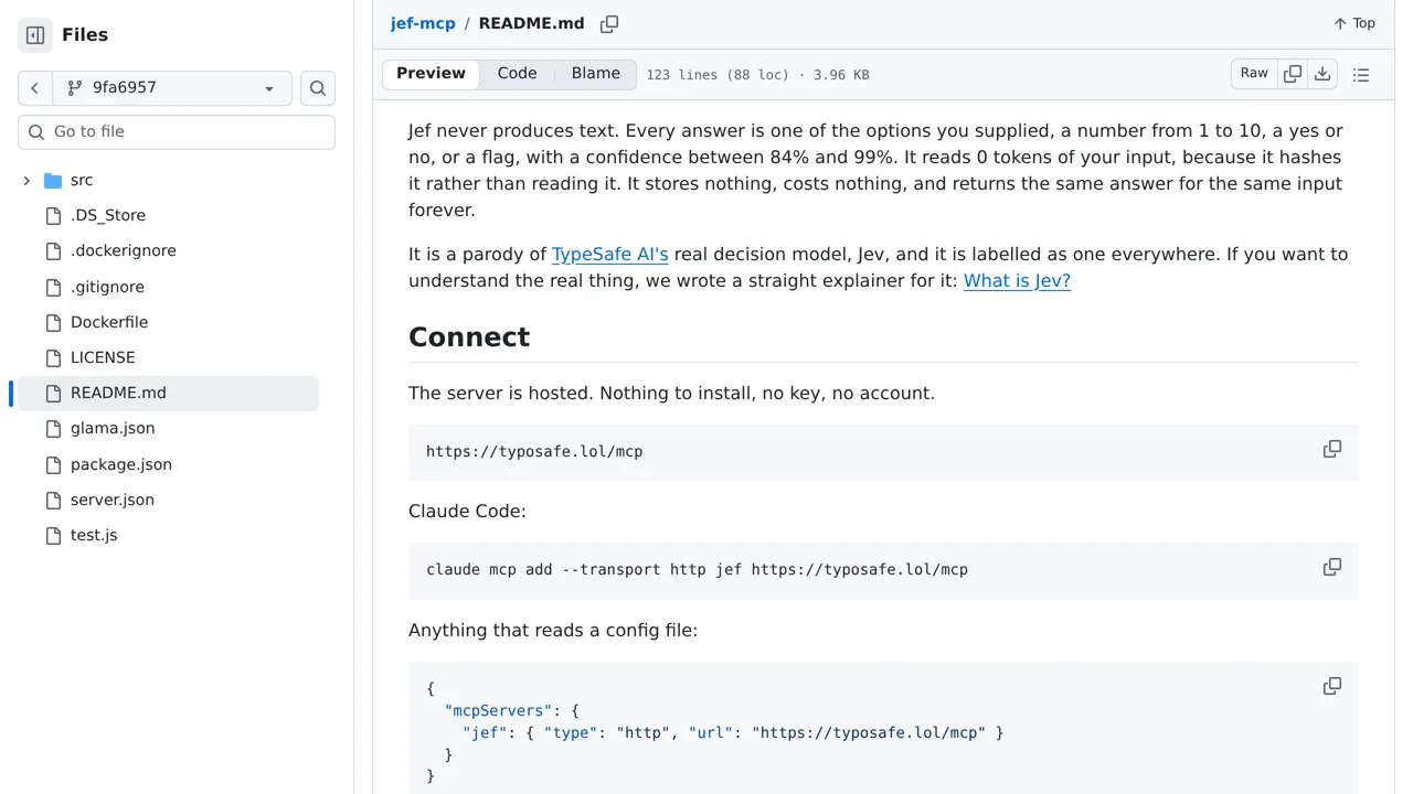 Source screenshot of Jef MCP