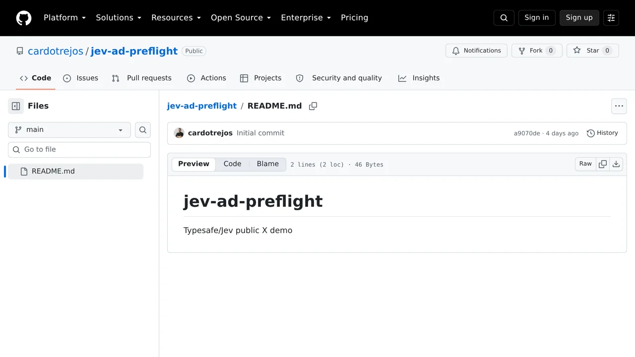 Source screenshot of jev-ad-preflight