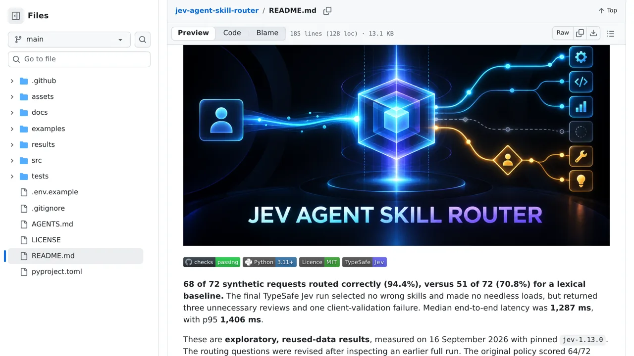 Source screenshot of jev-agent-skill-router