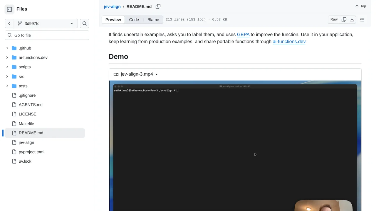 Source screenshot of jev-align