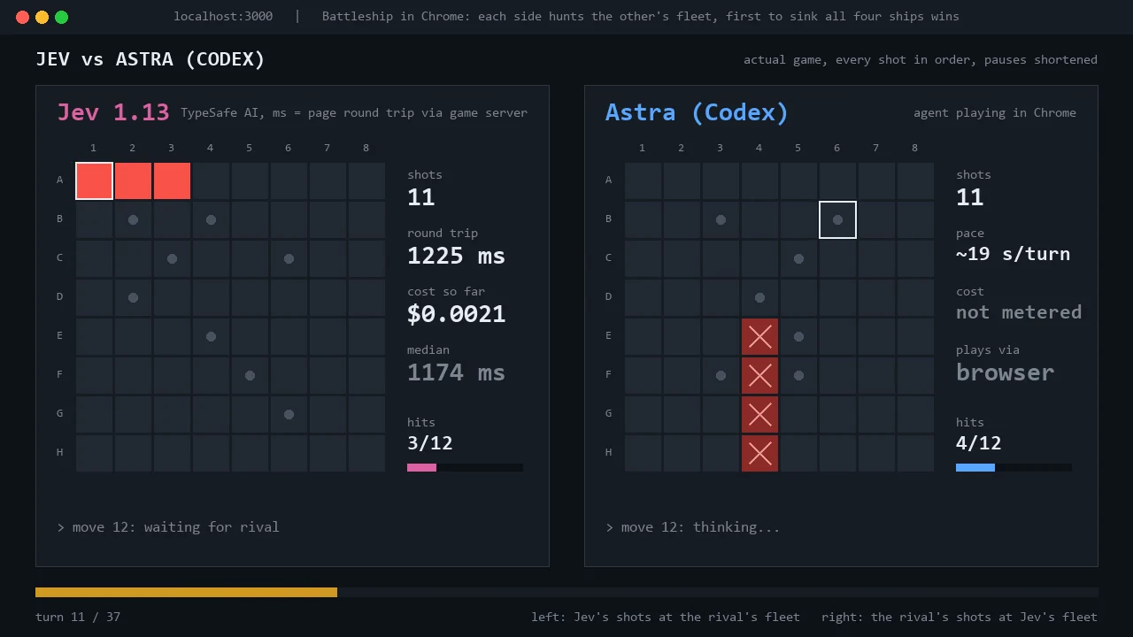 Recorded frame of Battleship against Jev