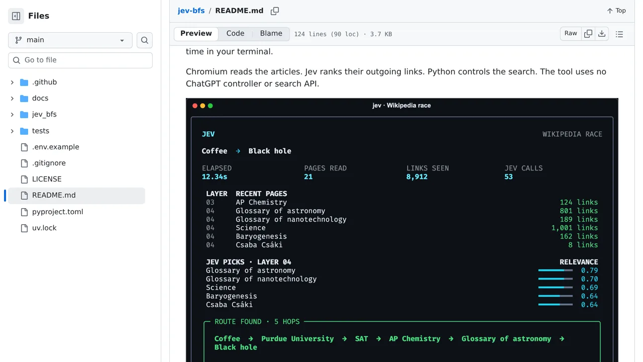 Source screenshot of jev-bfs
