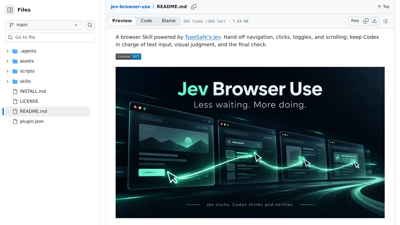 Source screenshot of jev-browser-use