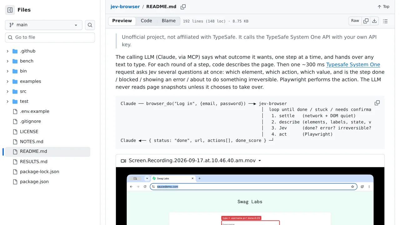 Source screenshot of jev-browser (Ying-Kai-Liao)