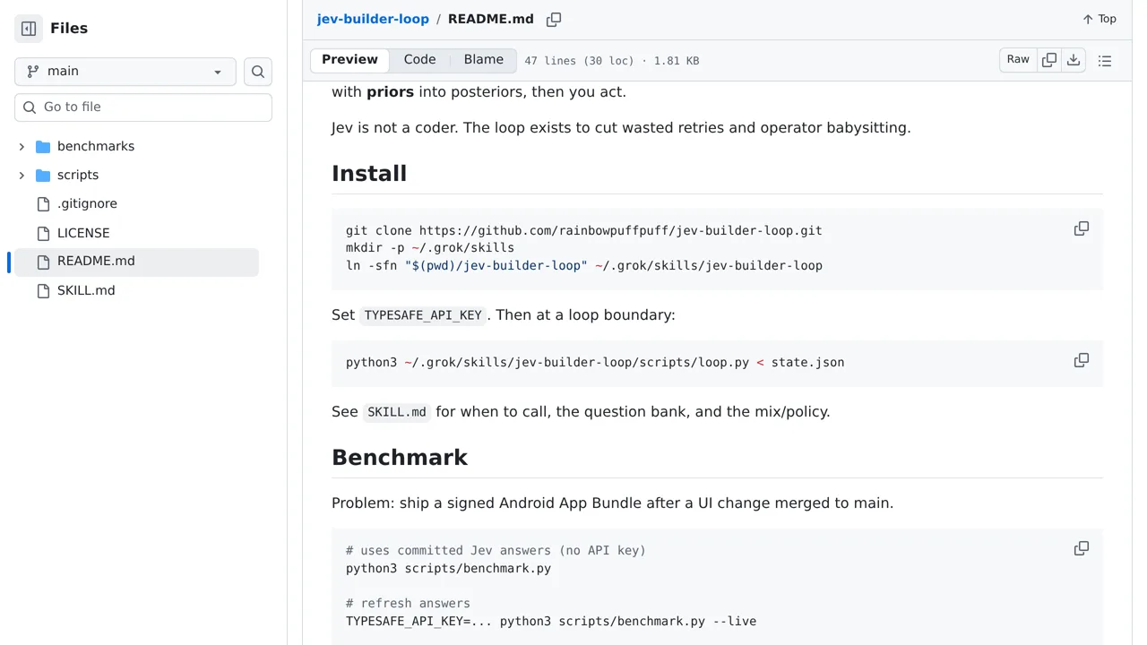 Source screenshot of jev-builder-loop
