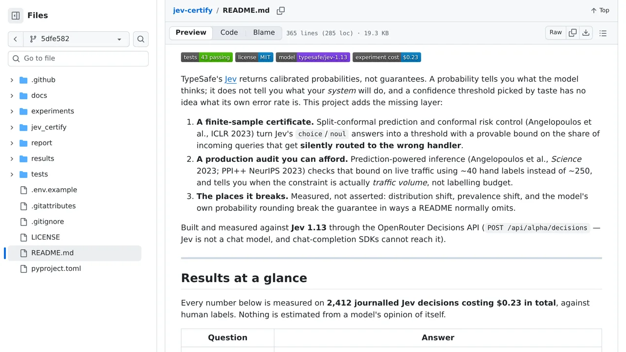 Source screenshot of jev-certify