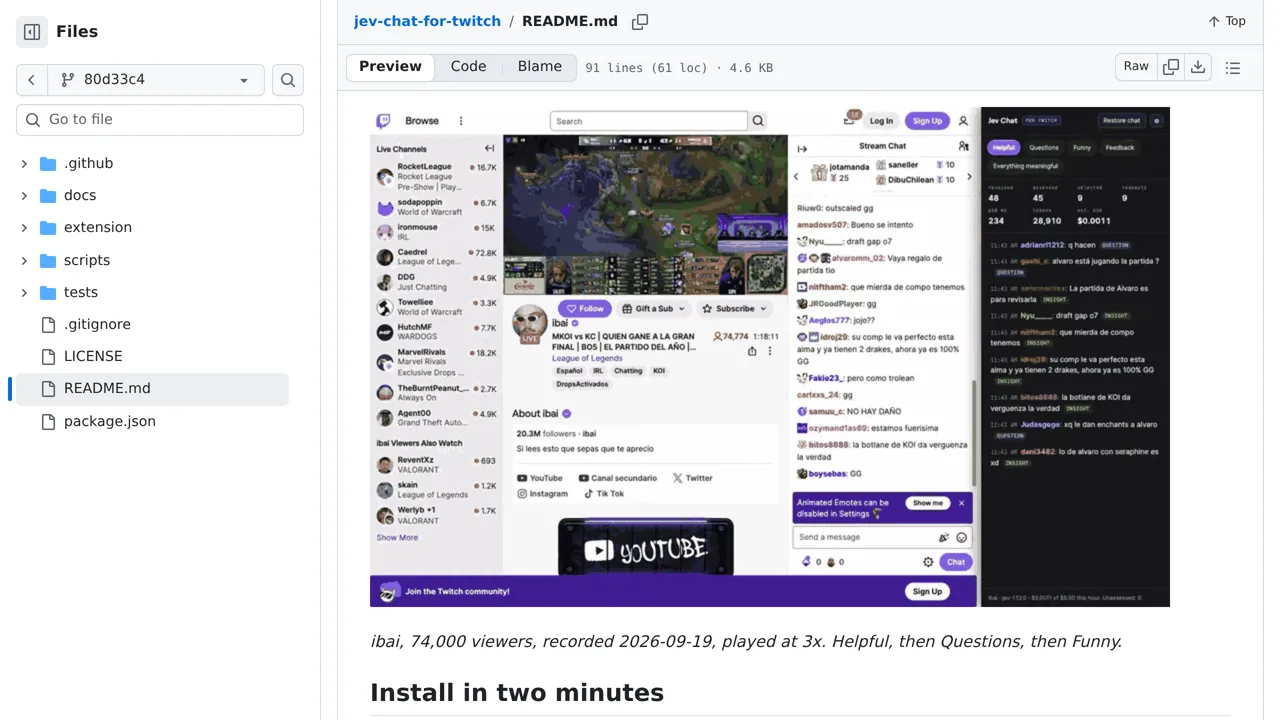 Source screenshot of Jev Chat for Twitch