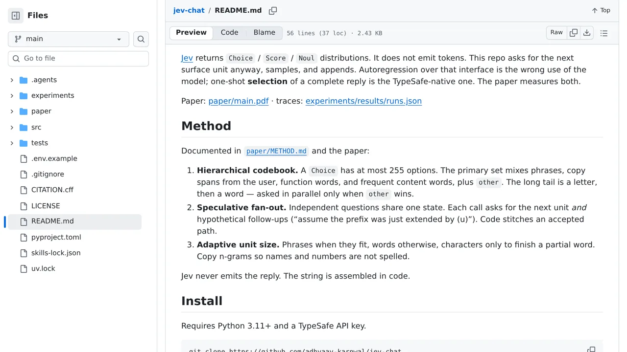 Source screenshot of jev-chat