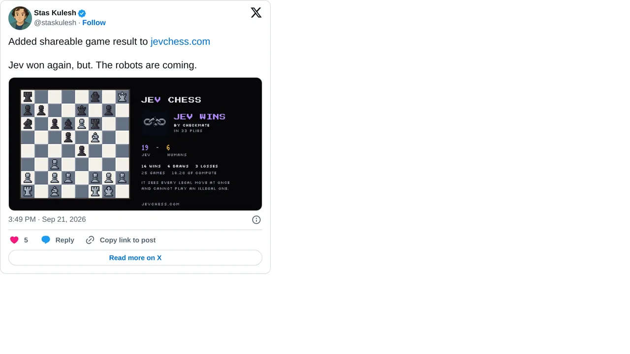 Source screenshot of JEV CHESS