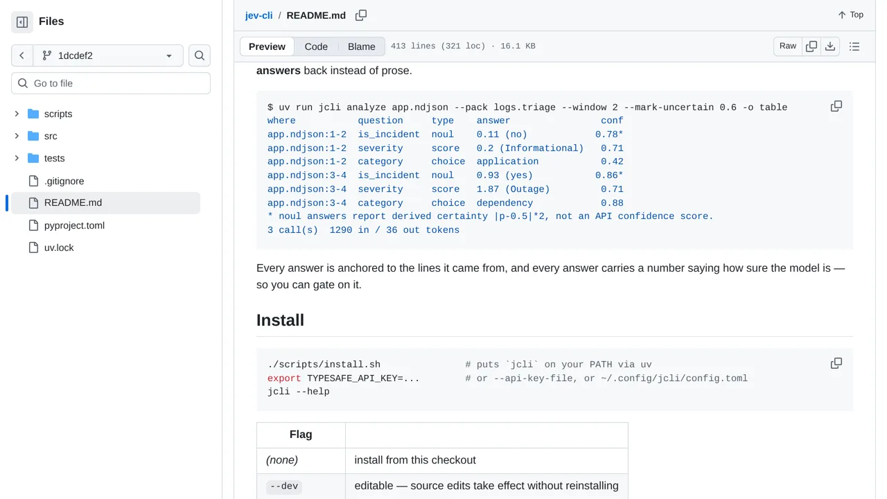 Source screenshot of Jev-CLI