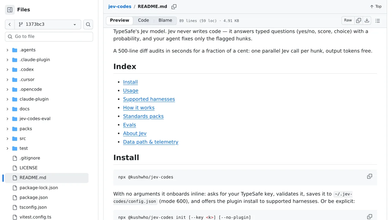 Source screenshot of jev-codes