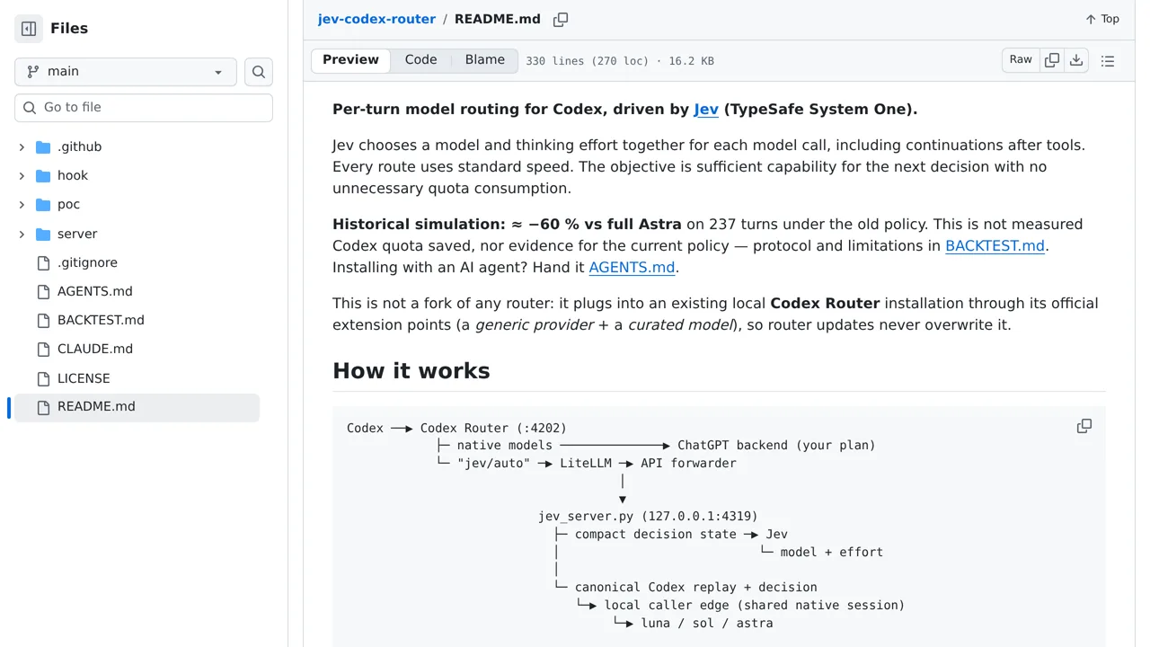 Source screenshot of jev-codex-router