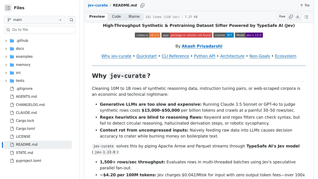 Source screenshot of jev-curate