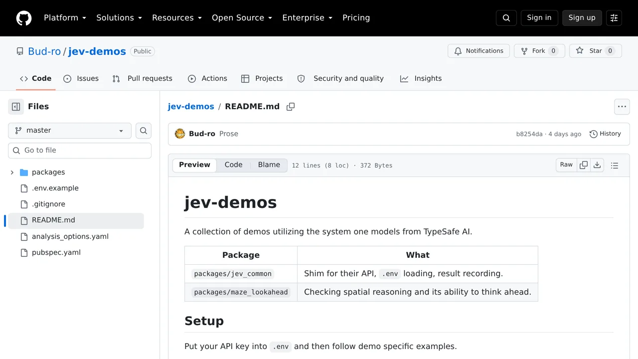 Source screenshot of jev-demos