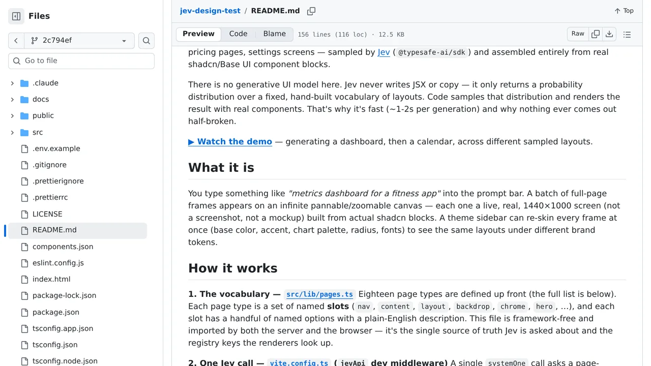 Source screenshot of jev-design-test