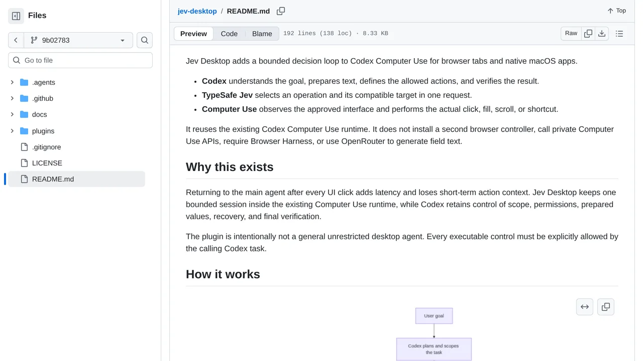 Source screenshot of Jev Desktop for Codex