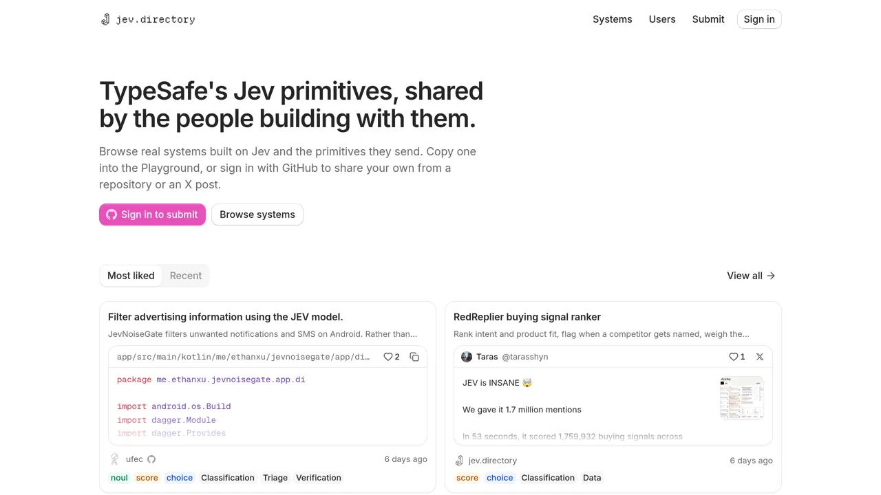 Source screenshot of jev.directory