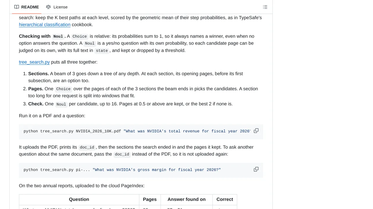 Source screenshot of Long-document search with Jev and PageIndex