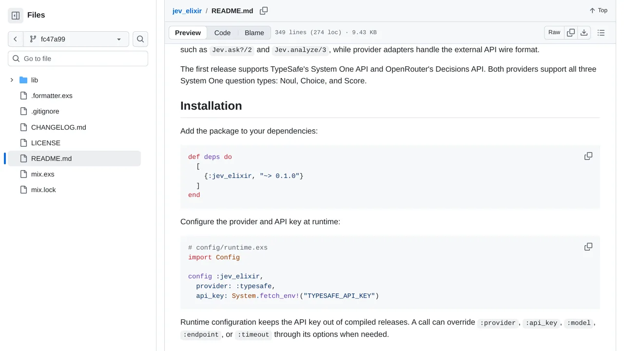 Source screenshot of Jev for Elixir