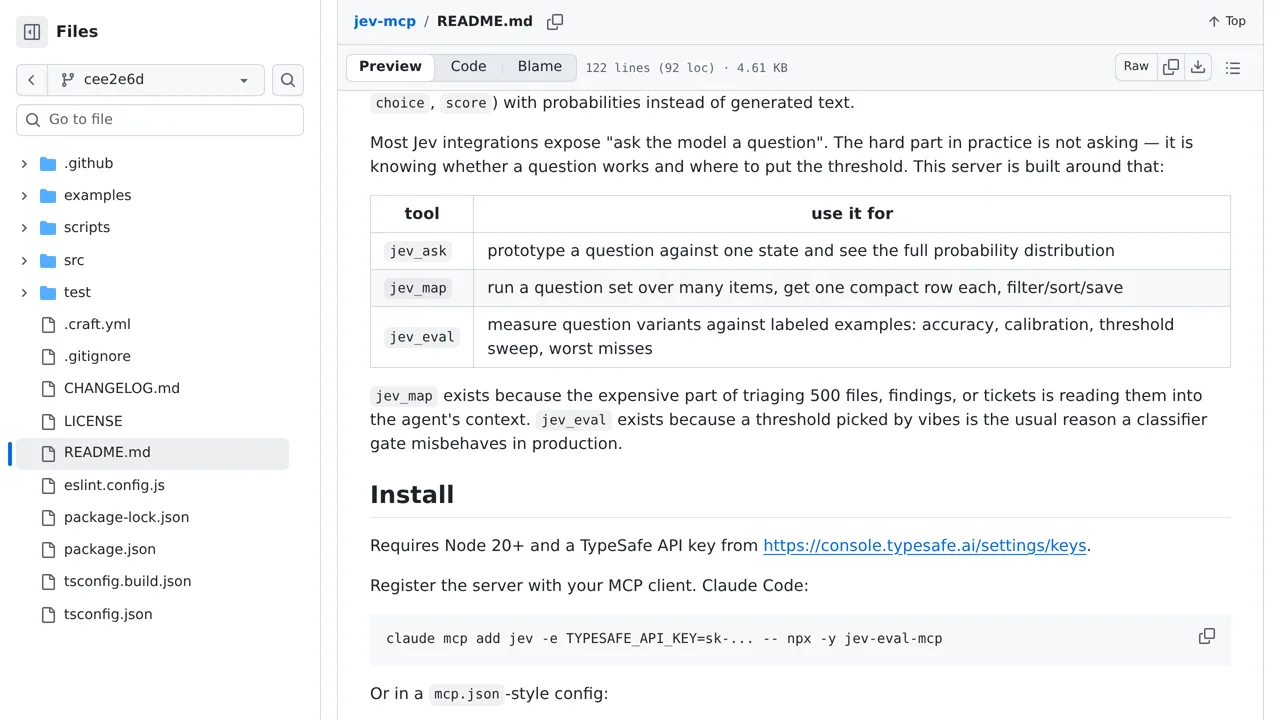 Source screenshot of jev-eval-mcp