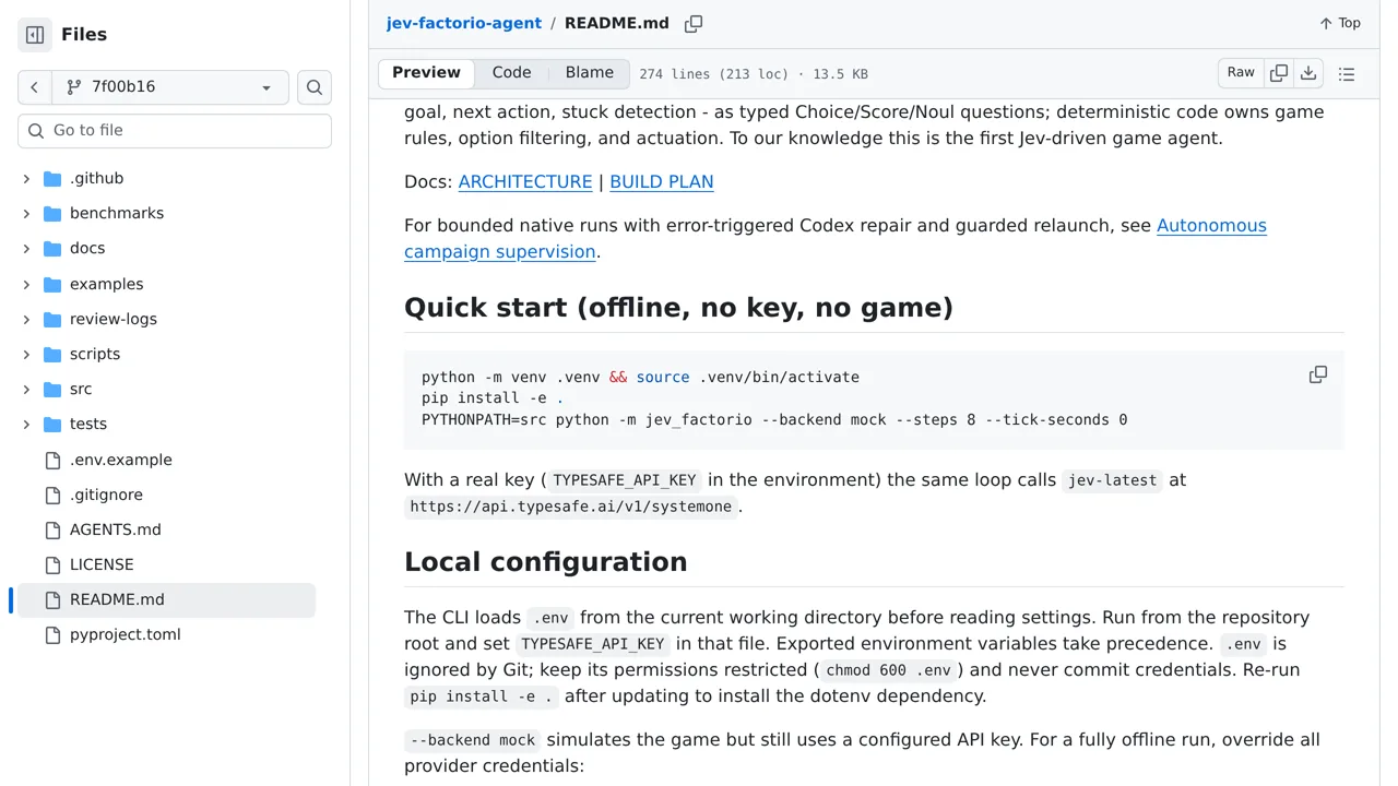 Source screenshot of Jev Factorio Agent