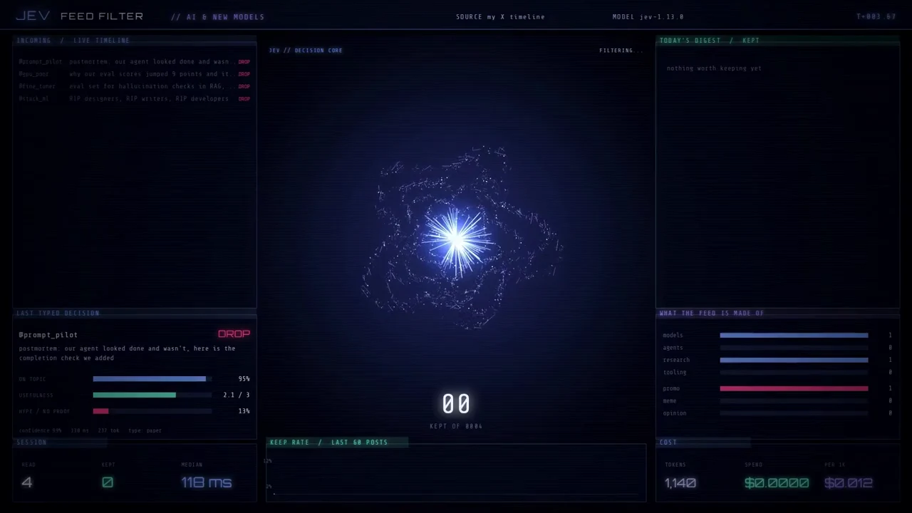 Recorded frame of Jev feed filter