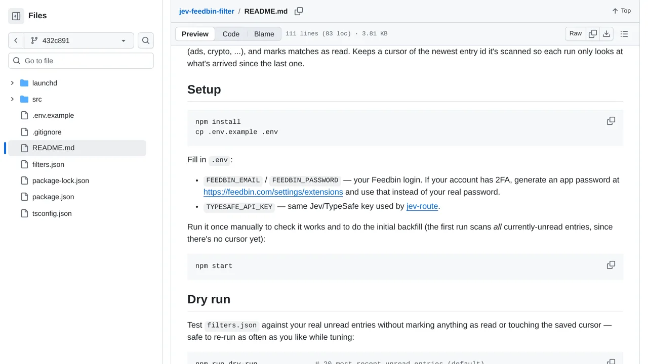 Source screenshot of rss-clean