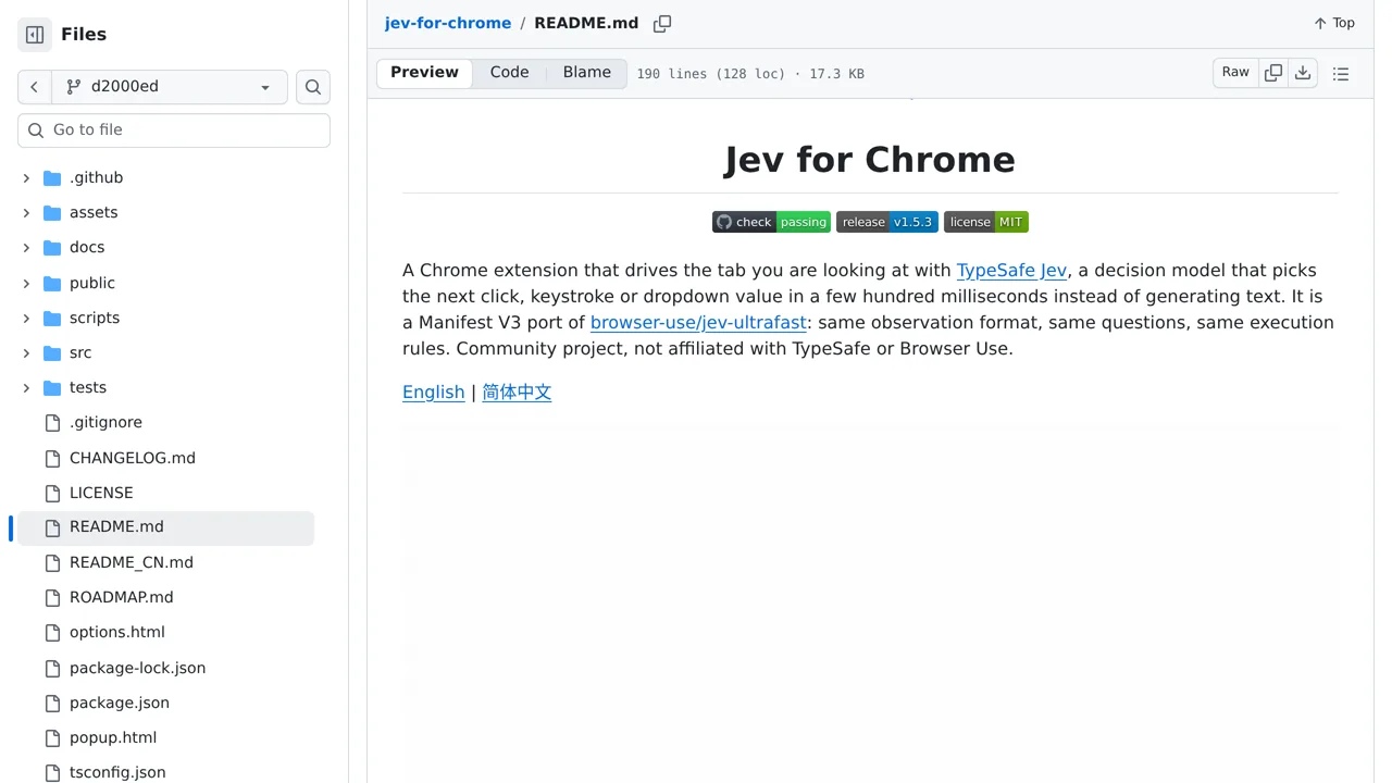 Source screenshot of Jev for Chrome