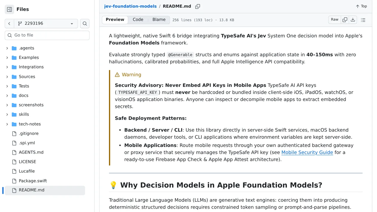 Source screenshot of Jev for Apple Foundation Models
