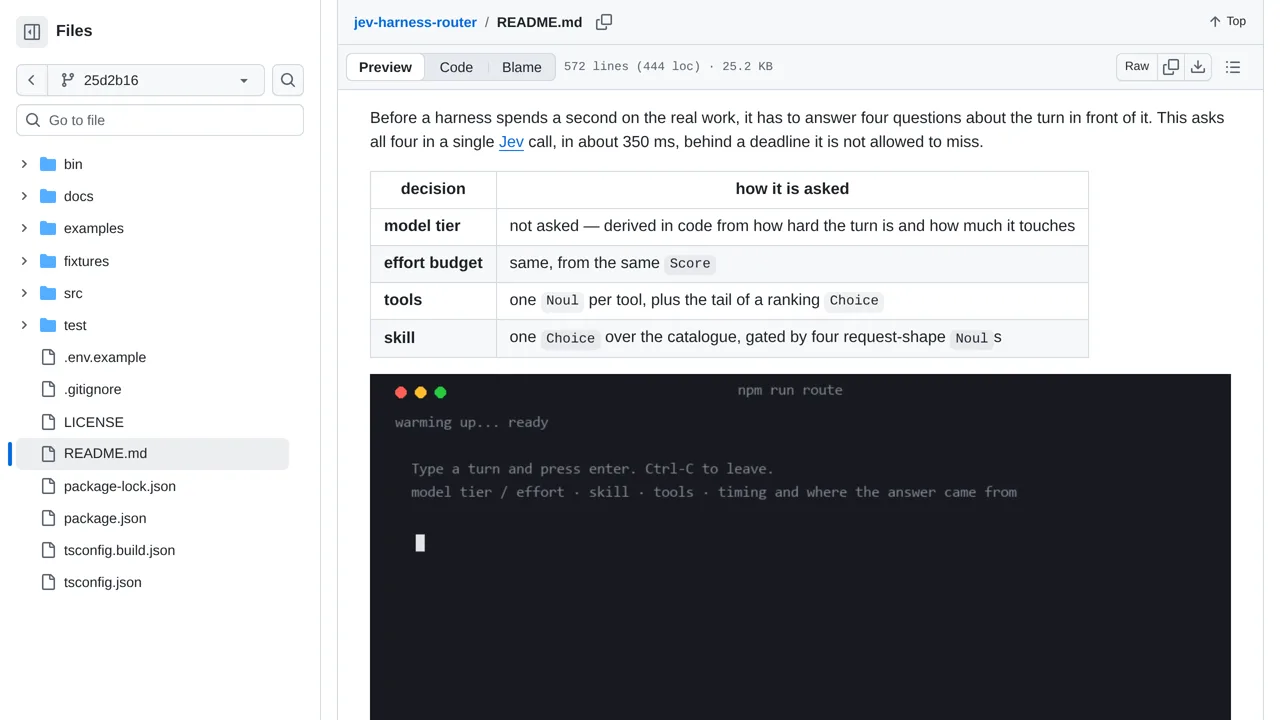 Source screenshot of jev-harness-router