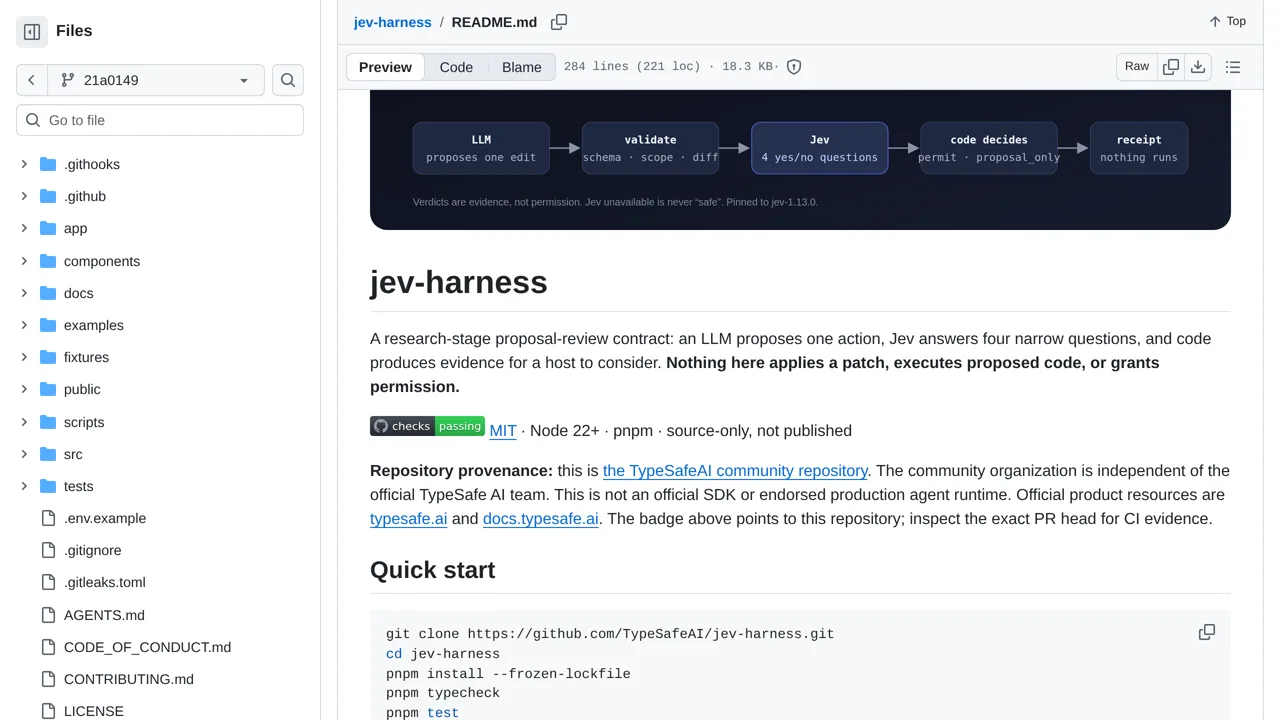 Source screenshot of jev-harness