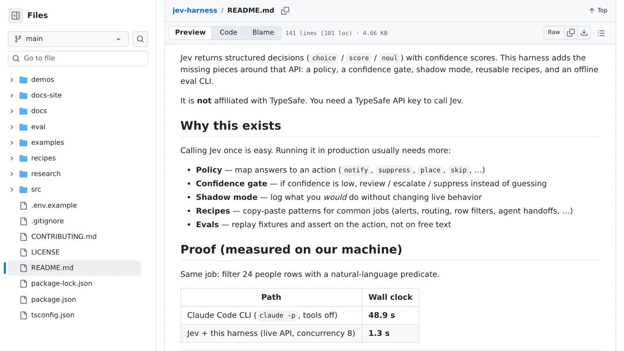 Source screenshot of jev-harness