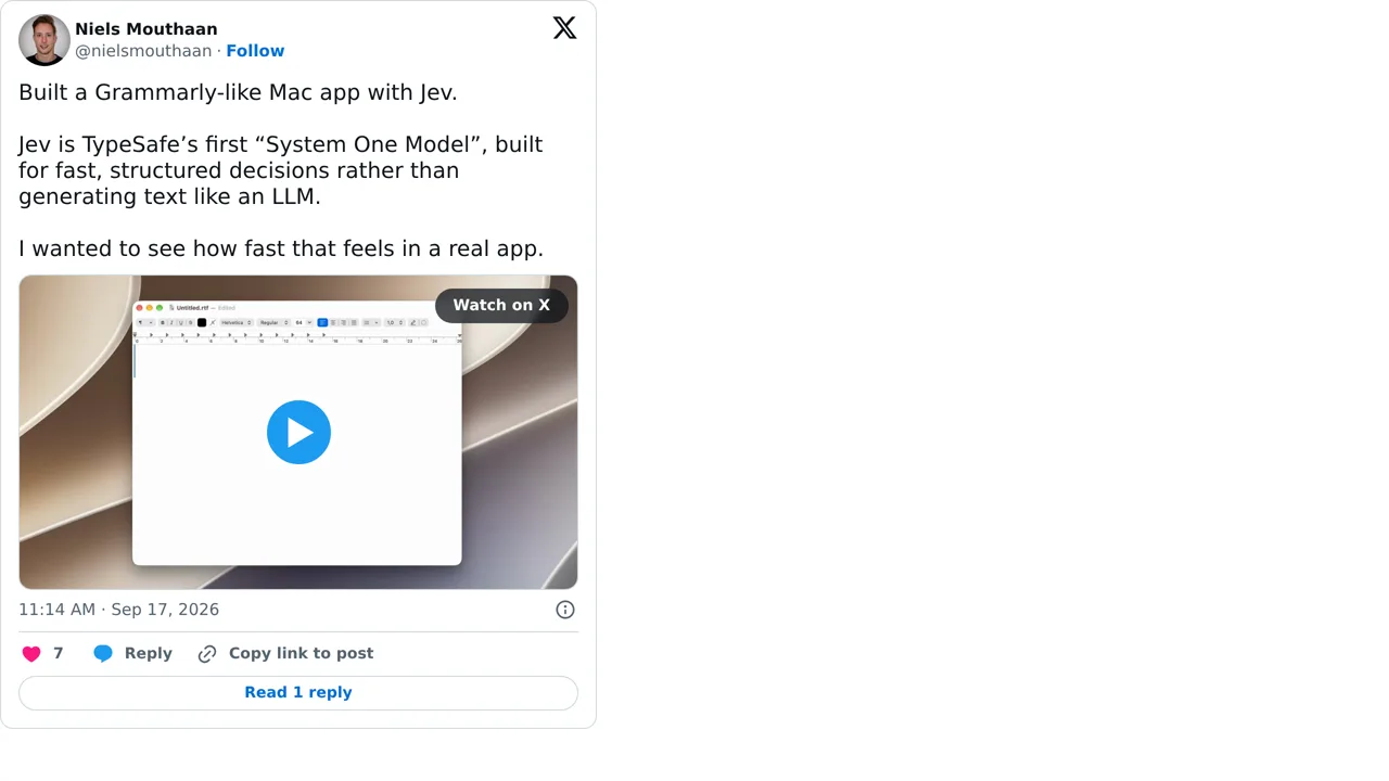 Source screenshot of Jev in a Grammarly-style Mac app