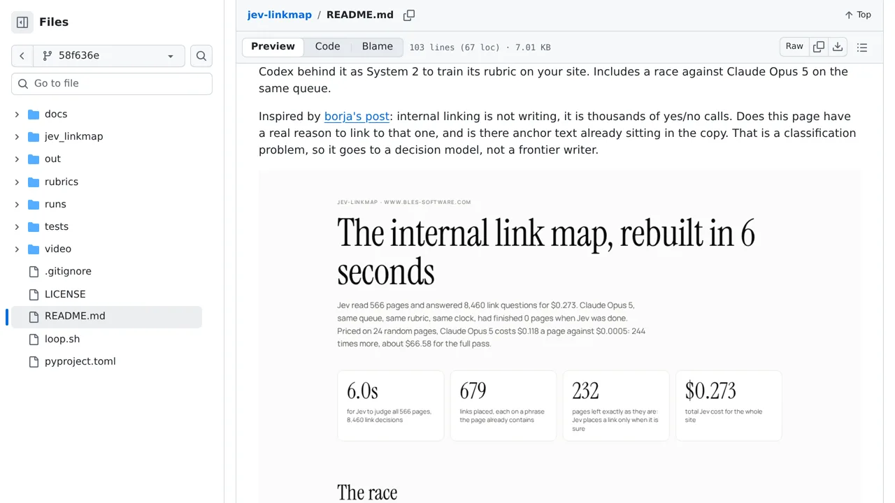 Source screenshot of jev-linkmap