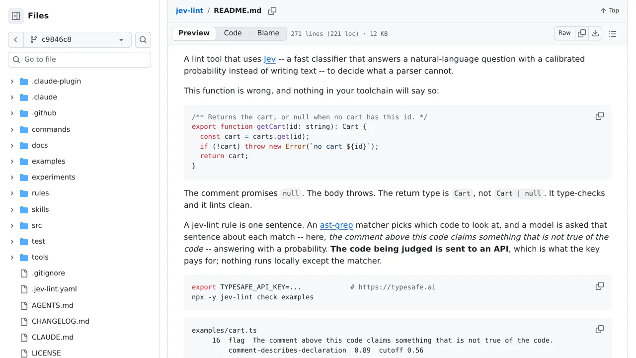 Source screenshot of jev-lint